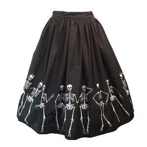 Black Skeleton Dance Women's High Waist Swing Skirt